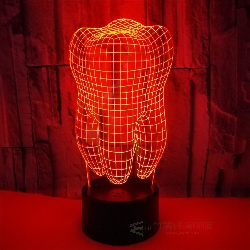 3D Tooth Teeth LED Night Light Colorful Dentist Dentistry De - 图2