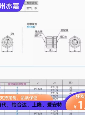 NHR86/87米思米喷嘴万向接头c-NJMS4 NJFS1-2可调节角度3内丝YCPT