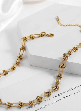 小众高货2024ke Chain Gold plated Choker Necklace for Women P