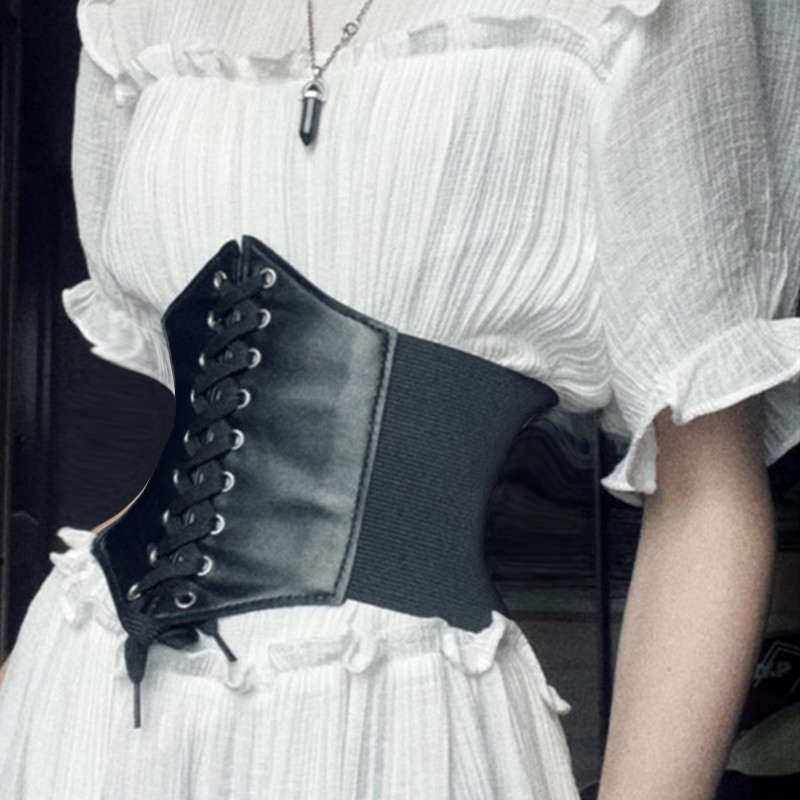 速发Women's Corset Belt Gothic Fashion PU Leather Female Lac-图2