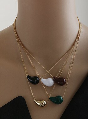 小众bv绿色珐琅水滴项链女气质轻奢高品质锁骨链网红爆款颈链配饰