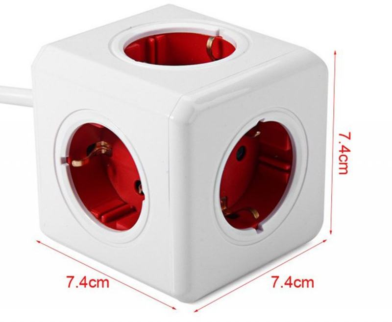 速发Extended PowerCube Socket EU DE Plug 5 Outlets Adapter w - 图3