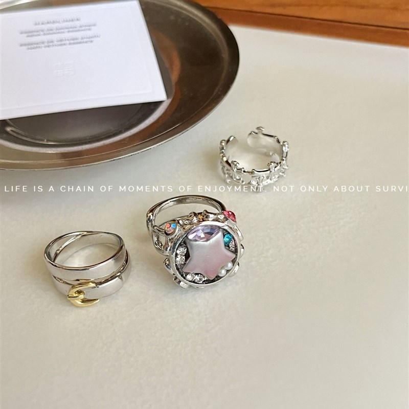 推荐overlapping ring niche design cold wind cross belt ring - 图3