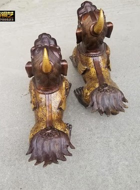 大号貔貅铜貔貅一对复古鎏花天禄独角兽铜器定做摆件铜器
