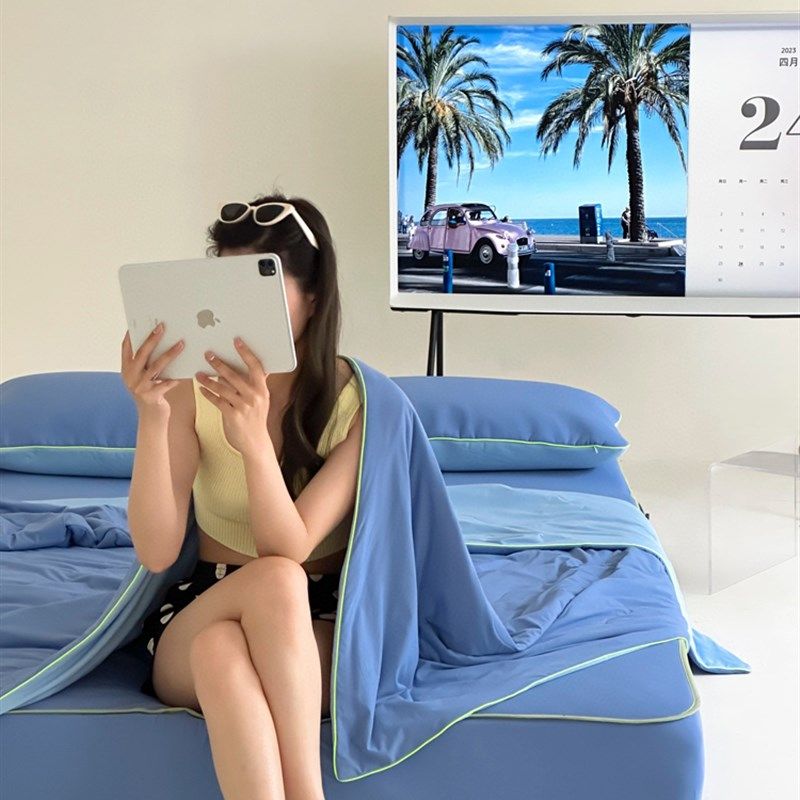 新款A类凉感鸭冰丝软凉席三件套夏季床笠款空调软席夏被四件套可,淘宝优惠券,粉丝福利购,淘宝优惠卷