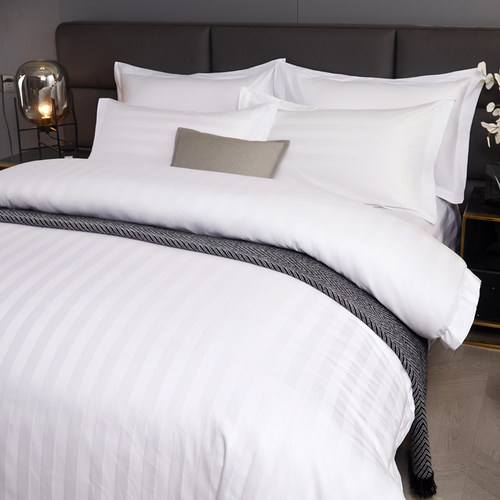 酒店床上用品四件套民宿白色床单被套三件套床笠宾馆被子整套 - 图2