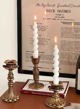 欧式复古做旧烛台桌面装饰摆件底座客厅餐桌摆台家用入户家居饰品