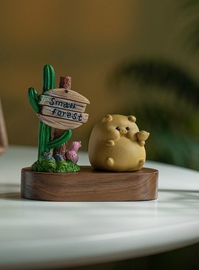 胡桃木高档汽车摆件可爱元宝诸事顺利车载香薰小猪福禄桌面摆件