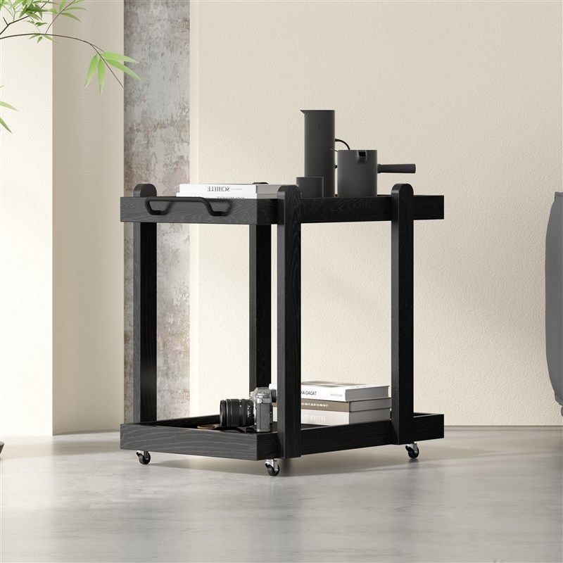 实木小推车边几客厅沙发边桌可移动边柜现代简约黑色小茶几侘寂风,淘宝优惠券,粉丝福利购,淘宝优惠卷