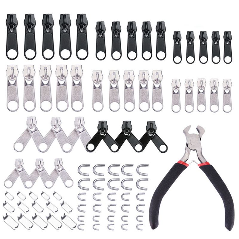 推荐85pcs/set Zipper Repair Kit Sewing Jacket Slider Install-图0