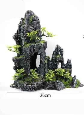 鱼缸造景石头假山天然树脂造景仿真石头用品龟鱼缸装饰水族箱