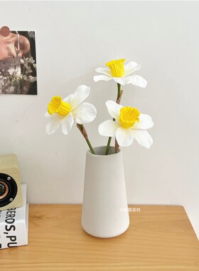 小众高货ins风白色水仙花简约仿真假花 水培花瓶插花客厅卧室装饰