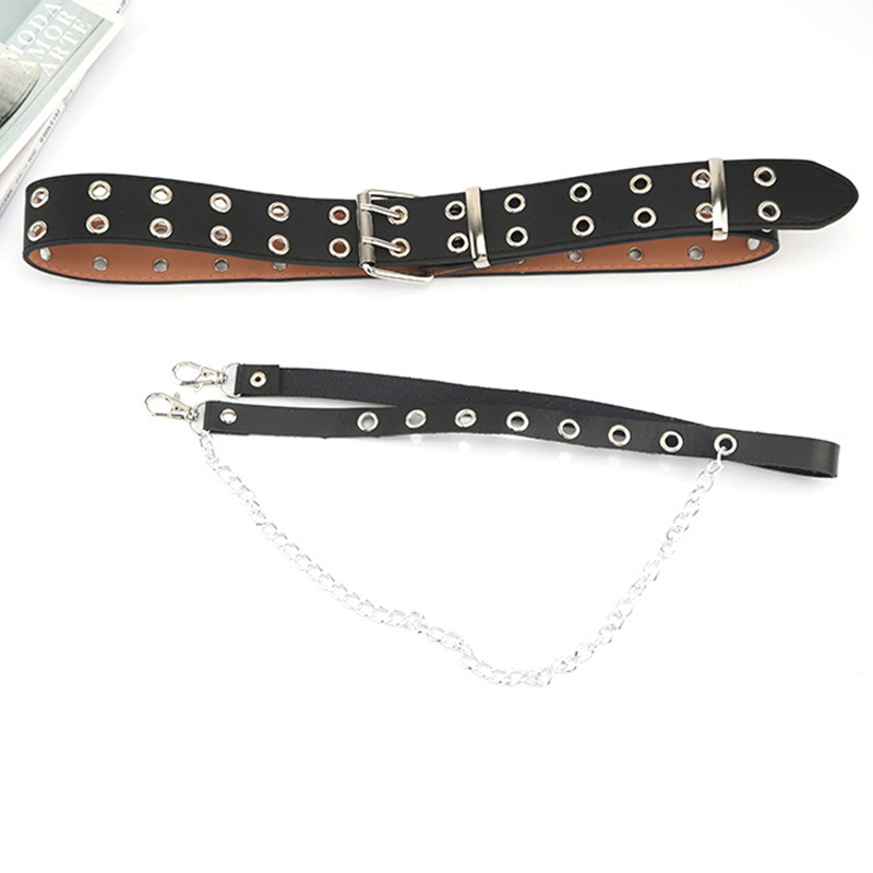 速发h Chain Gothic Leather Waist Belt For Women Female Punk - 图0