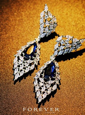 奢华重工超仙新娘婚纱婚礼宫廷风项链耳环长吊坠v领礼服宴会配饰