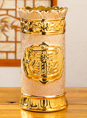 吉祥佛阁陶瓷莲花立香筒家用招财供佛立式插香筒插香桶香炉装香筒