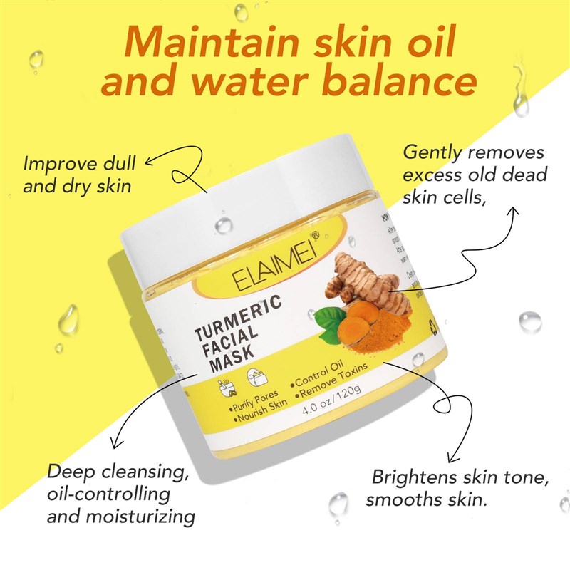 推荐Turmeric Facial Clay Mask Face Mud Dark Spots Dullness p - 图1