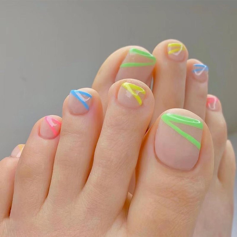 推荐24Pcs Candy Light Brown Artificial False Toe Nails Press