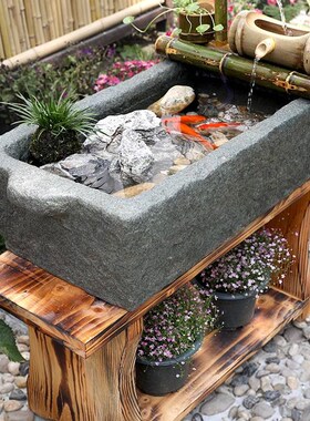 石磨流水摆件仿古石槽中日式水景鱼缸庭院循环水花园阳台鱼池现货