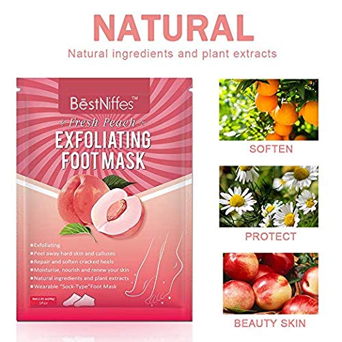 速发Foot Peel Mask Peach (5 Packs)  Deep Moisturizing Exfoli - 图2