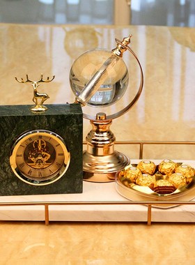 北欧式白色托盘摆件客厅茶几样板间装J饰品大理石收纳家居工艺品