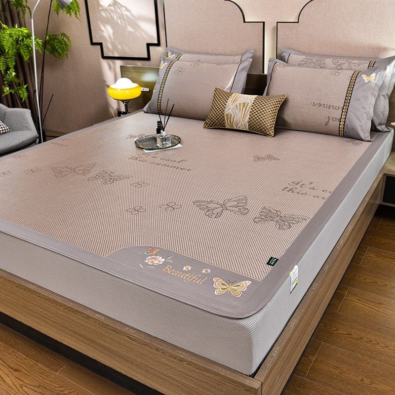 夏季冰丝凉席藤席床笠款三件套空调房软席子防滑床罩1.5米1.8m床,淘宝优惠券,粉丝福利购,淘宝优惠卷