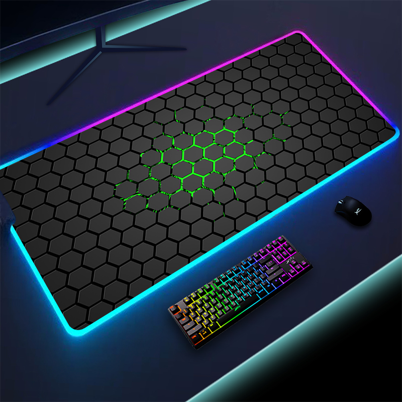 ometric LMhrge RGB aouse Pad Maming Mousepad LED Gouse M-图2