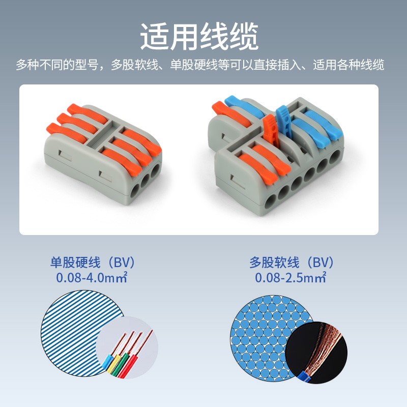 现货速发迷你快速接线端子 2进2 4 6出 3进3出 大功率电线连接器 - 图1