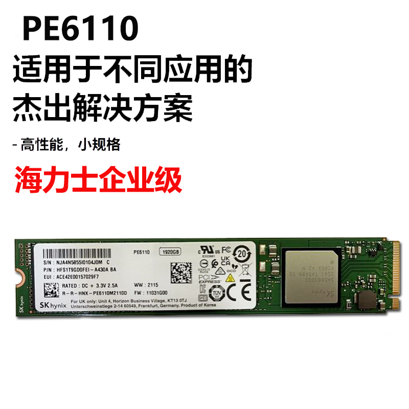 海力士 PE6110 1.92T M.2 22110 PCIE NVME 2T固态硬碟 YSSD企业-图0