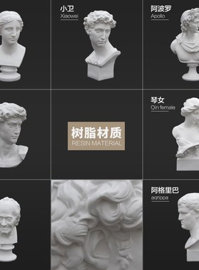 树脂头像摆件文艺范立体绘画雕塑石膏像室内装饰品摆设树脂几何体