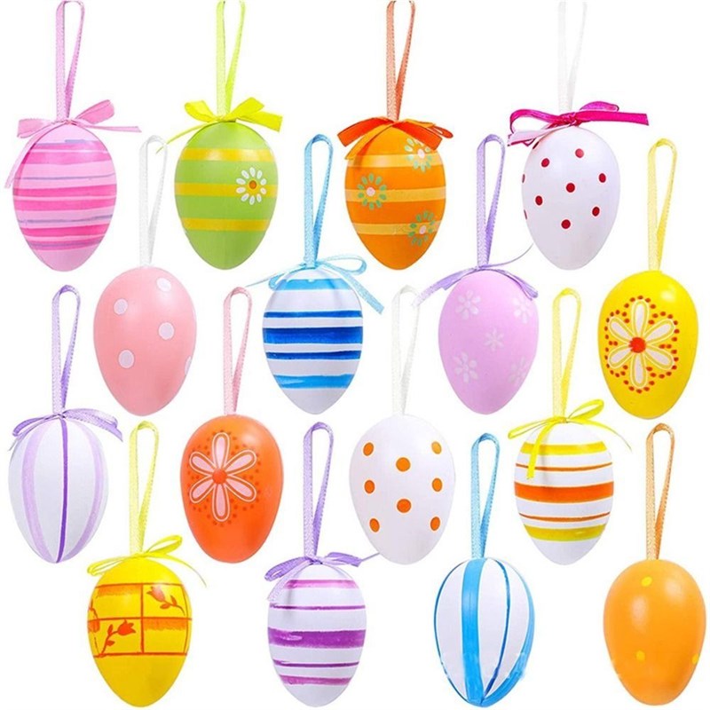 推荐12/24PCS Foam Easter Eggs Happy Easter Decorations Paint-图0