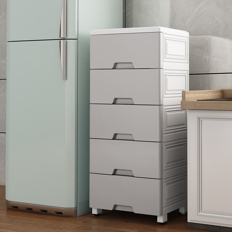 37cm灰色夹缝收纳柜厨t房抽屉式塑料储物柜子收纳箱盒卫生间置林 - 图0