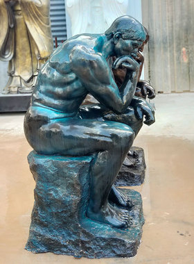 思想者玻璃钢仿铜像欧式园林罗丹摆件户外室内大型西方人物雕塑