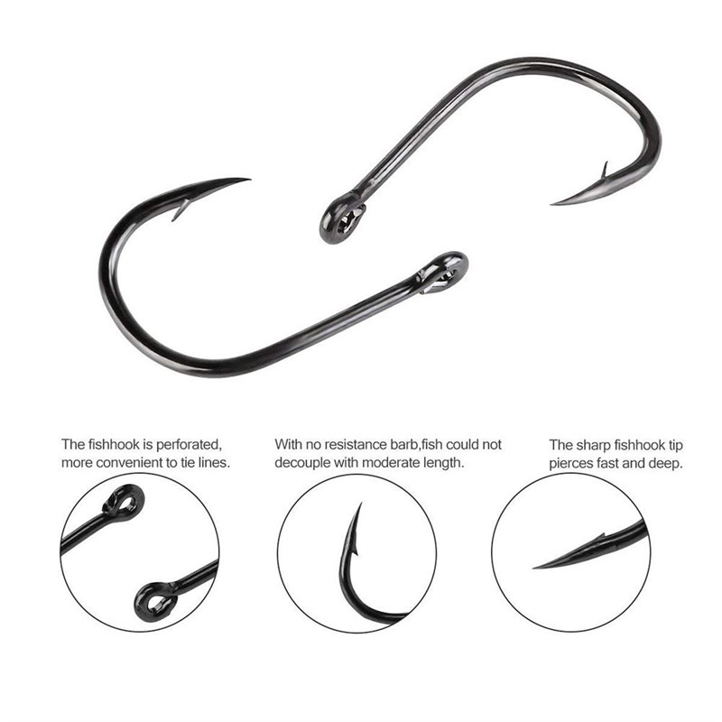 100pcs Fishing Hooks Set Carbon Steel Single Circle Fishhook-图1