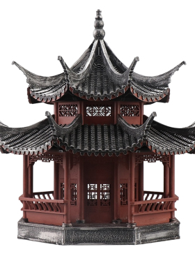 新中式古典木制八角凉亭古建w筑客厅玄关博古架售楼处软装饰品摆