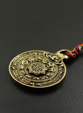 创意手工纯铜生肖八卦牌九宫挂牌项链吊坠装饰男女流行饰品挂件