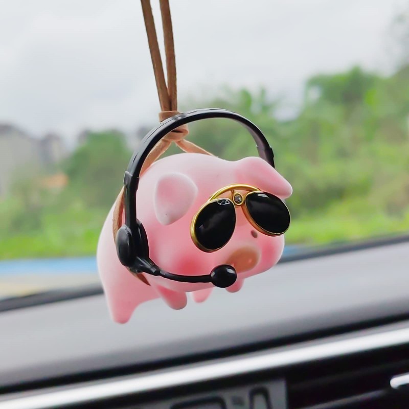 推荐Cute Pig Car Rearview Mirror Pendant Swing Pig Car Hangi - 图3