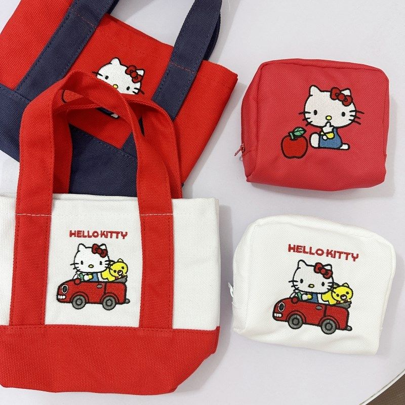 日系新款卡通刺绣迷你帆布手提包可爱小巧便携散步手拎包化妆包,淘宝优惠券,粉丝福利购,淘宝优惠卷