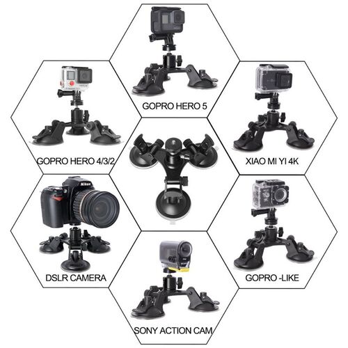 Actioncamera accessories 3 Leg Car Suction  Holder Triangle - 图2