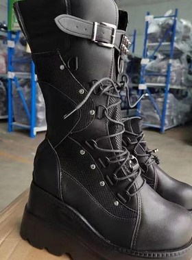 punk women wedge boots Knight boots朋克暗黑厚跟骑士靴中筒靴