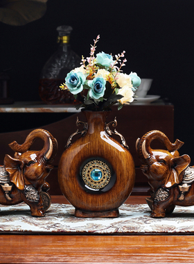 招财大象摆c件花瓶新开业礼品客厅电视柜玄关装饰品摆件样板房软