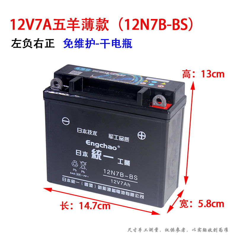 摩托车电瓶12v7Am鬼火海王星踏板125男士摩托车通用款干电池免维