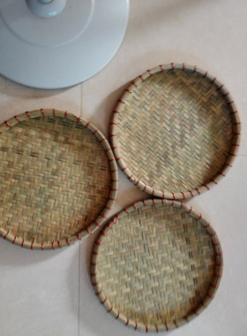 传统早餐店蒸肠粉竹制品手工沙河机配套锅蓝肠粉专用窝筛篮盖簸箕