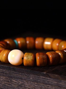 回流供养级老牛骨手链老灵骨桶珠爆满蝌蚪纹情侣民族风老型珠手串