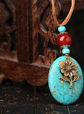 文艺风衣服挂件长款学生百搭项链棉麻个性配饰夏季连衣裙挂饰简约