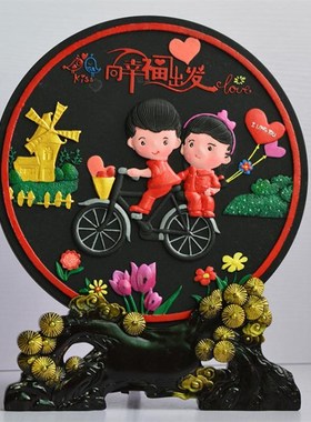 送朋友闺蜜结婚礼物新婚订婚礼品纪念品新房装饰T摆饰新人婚庆用