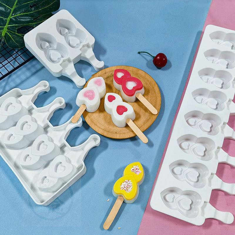 推荐。Sanxin  love ice CREA silicone mold manual double peac - 图0