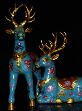景泰蓝福禄(鹿)摆件一对