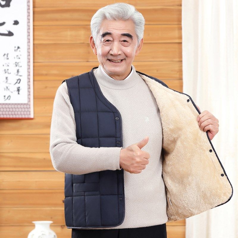 爷爷加绒加厚棉马甲背心秋冬季中老年人男士坎肩老人爸爸保暖马夹,淘宝优惠券,粉丝福利购,淘宝优惠卷