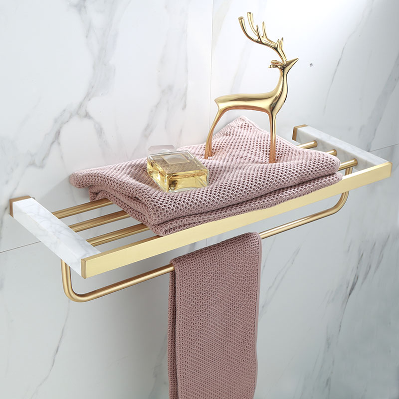 aathroom Accejssories Set Brushed Gold B throom ShelfBTowel - 图0