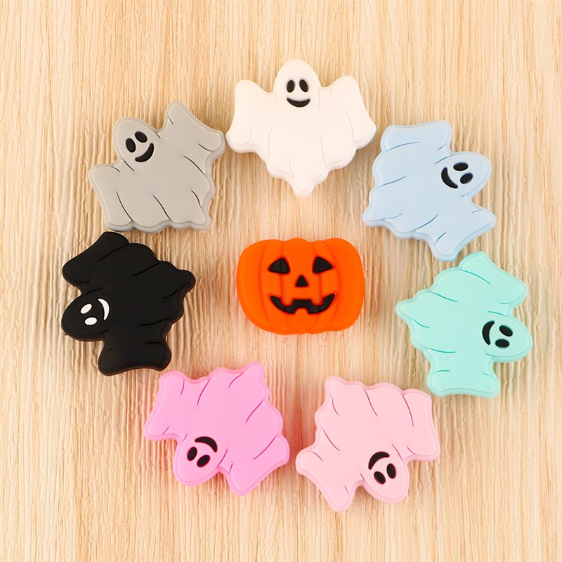 速发5-10 Pcs Halloween Silicone Beads Ghost Reaper Pumpkin F - 图1